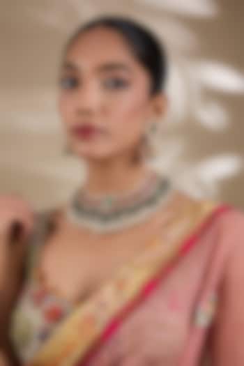 Gold Plated Kundan Polki & Semi-precious Stone Jadau Necklace Set by Shlok Jewels at Pernia's Pop Up Shop