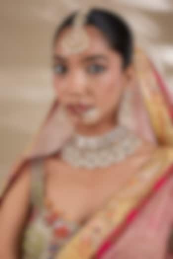 Gold Plated Mother Of Pearl & Semi-precious Stone Choker Necklace Set by Shlok Jewels at Pernia's Pop Up Shop