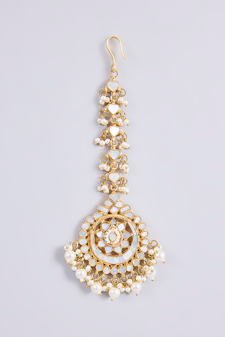 Gold Plated Mother Of Pearl & Semi-precious Stone Choker Necklace Set by Shlok Jewels at Pernia's Pop Up Shop