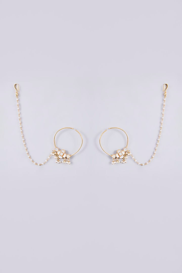 Gold Plated Mother Of Pearl & Semi-precious Stone Choker Necklace Set by Shlok Jewels at Pernia's Pop Up Shop
