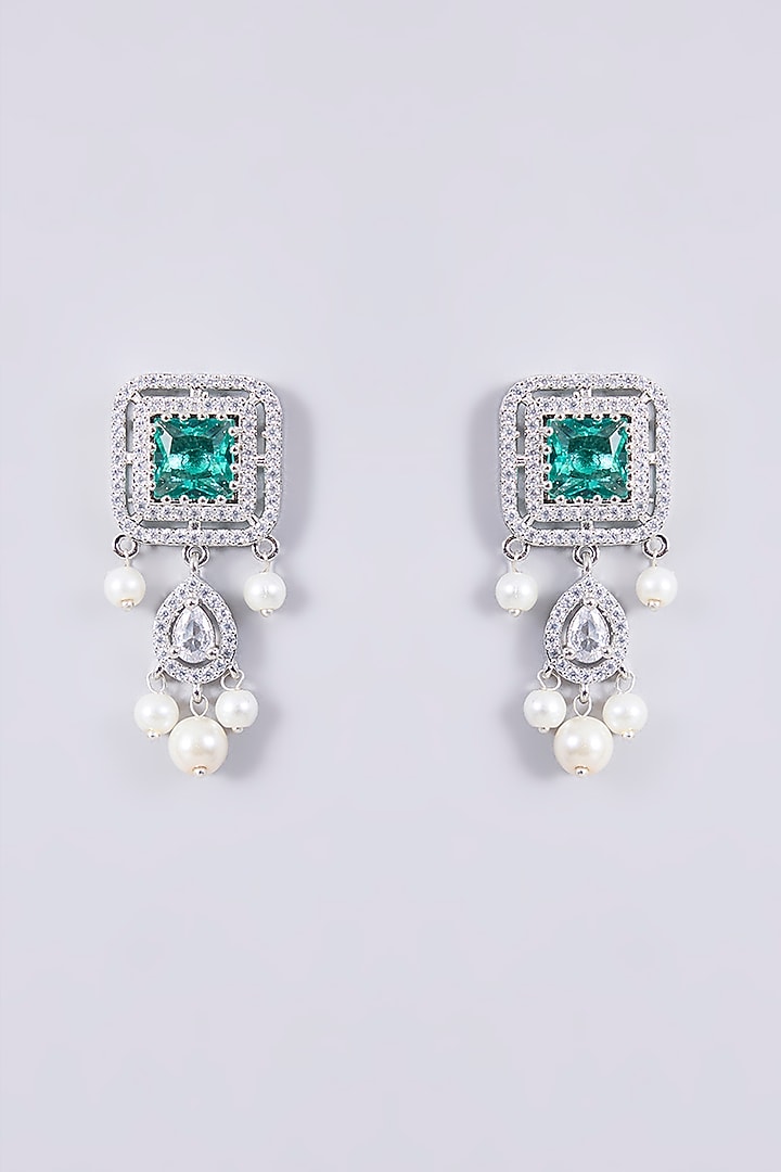 White Finish Zircon & Green Stone Choker Necklace Set by Shlok Jewels at Pernia's Pop Up Shop