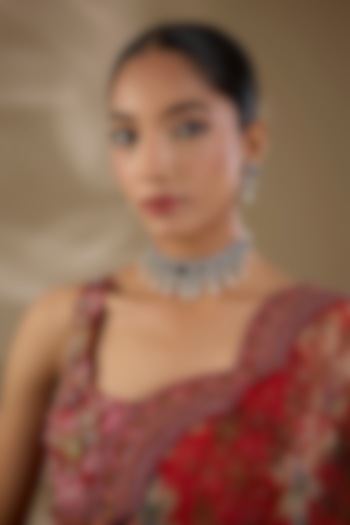 White Finish Zircon & Blue Stone Choker Necklace Set by Shlok Jewels at Pernia's Pop Up Shop