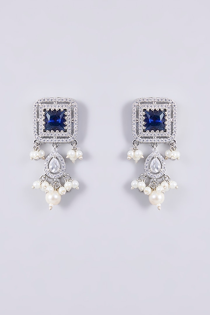 White Finish Zircon & Blue Stone Choker Necklace Set by Shlok Jewels at Pernia's Pop Up Shop