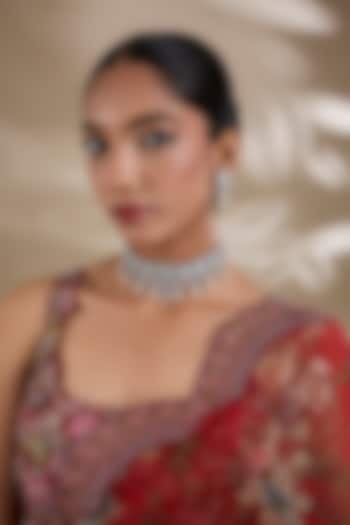 White Finish Zircon Choker Necklace Set by Shlok Jewels at Pernia's Pop Up Shop