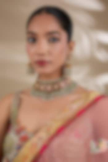 Gold Plated Kundan Polki & Semi-precious Stone Jadau Choker Necklace Set by Shlok Jewels at Pernia's Pop Up Shop