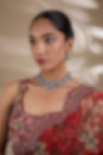 White Finish Zircon & Blue Stone Choker Necklace Set by Shlok Jewels at Pernia's Pop Up Shop