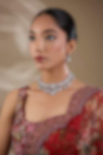 White Finish Zircon Necklace Set by Shlok Jewels at Pernia's Pop Up Shop