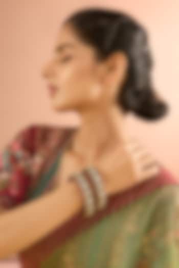 Gold Plated Jadau Faux Polki Bangles (Set Of 2) by Shlok Jewels at Pernia's Pop Up Shop