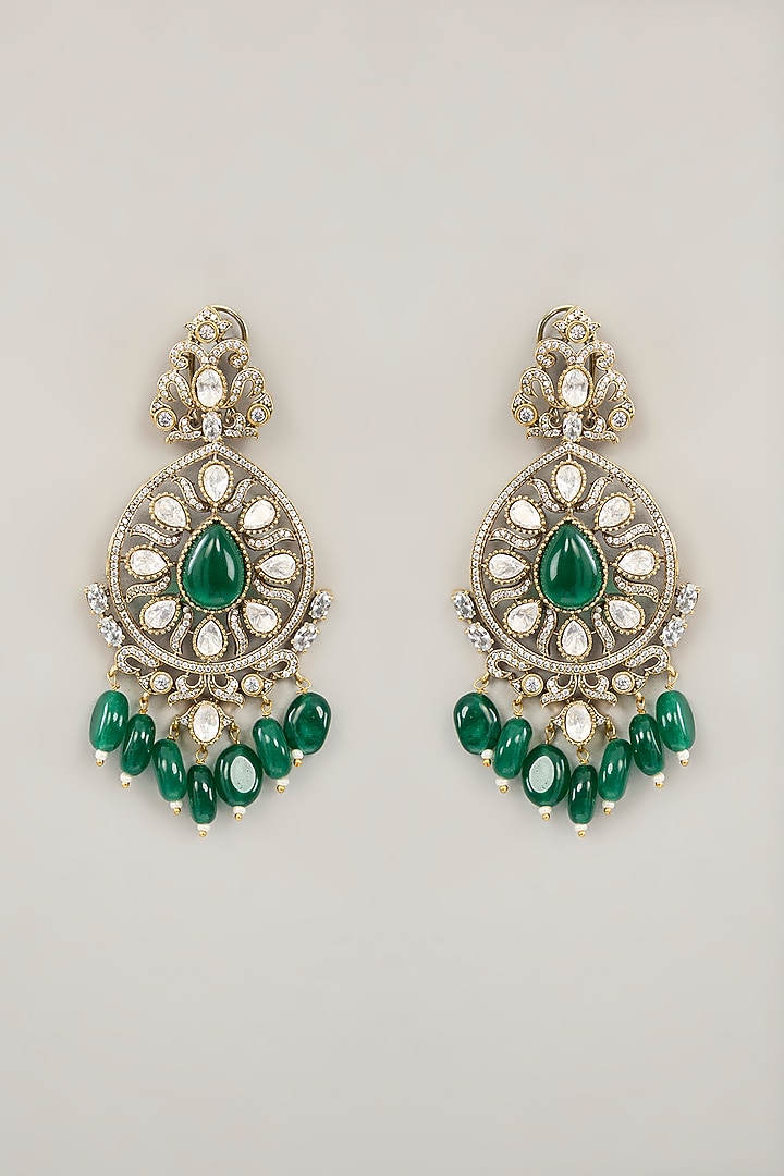 Gold Plated Jadau Faux Polki Dangler Earrings by Shlok Jewels at Pernia's Pop Up Shop