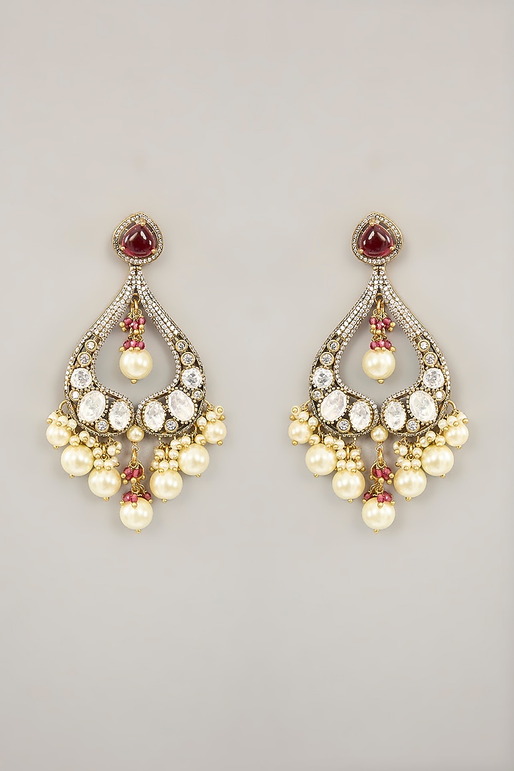 Gold Plated Jadau Faux Polki Dangler Earrings by Shlok Jewels at Pernia's Pop Up Shop