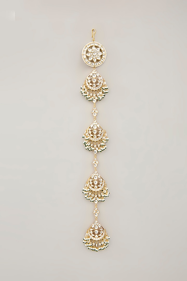 Gold Plated Jadau Kundan Polki Braid Pin by Shlok Jewels at Pernia's Pop Up Shop
