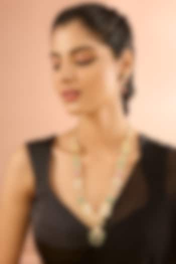 Gold Plated Jadau Kundan Polki Long Necklace Set by Shlok Jewels at Pernia's Pop Up Shop