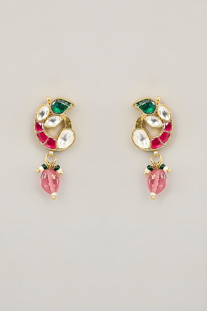 Gold Plated Jadau Kundan Polki Long Necklace Set by Shlok Jewels at Pernia's Pop Up Shop