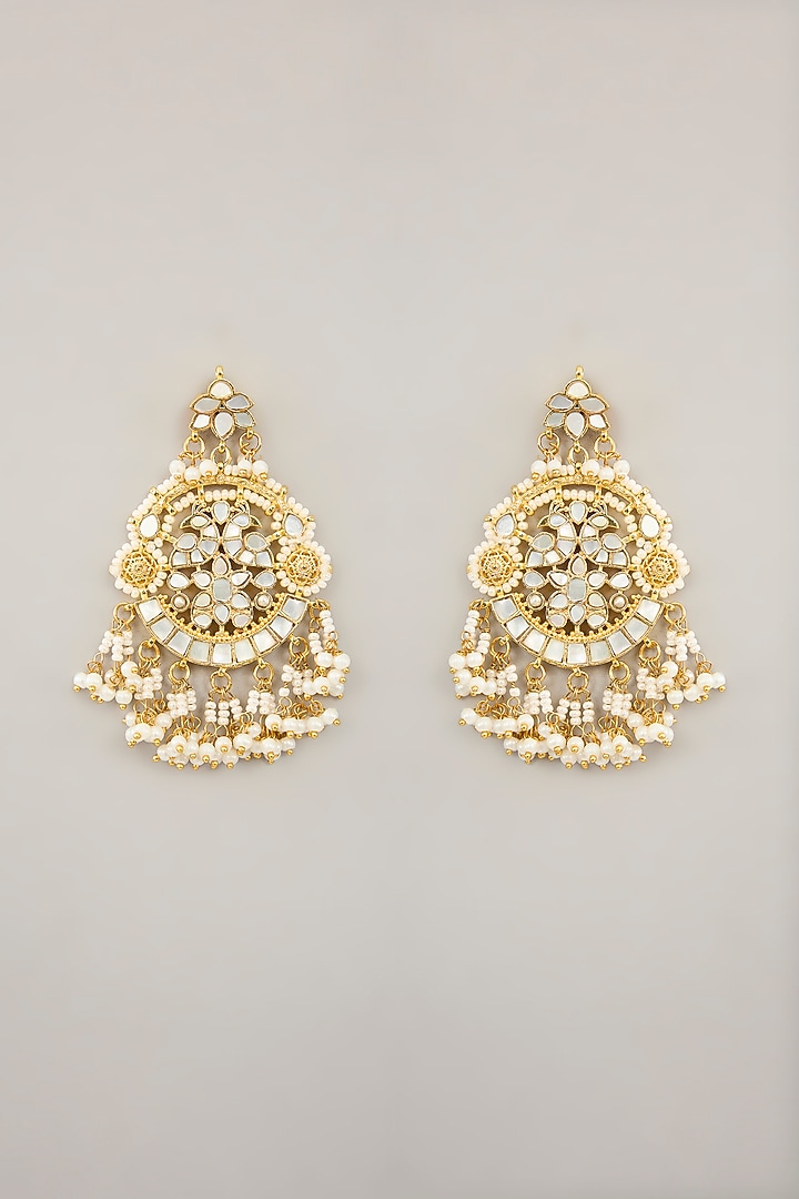 Gold Plated Mother Of Pearl Dangler Earrings by Shlok Jewels at Pernia's Pop Up Shop