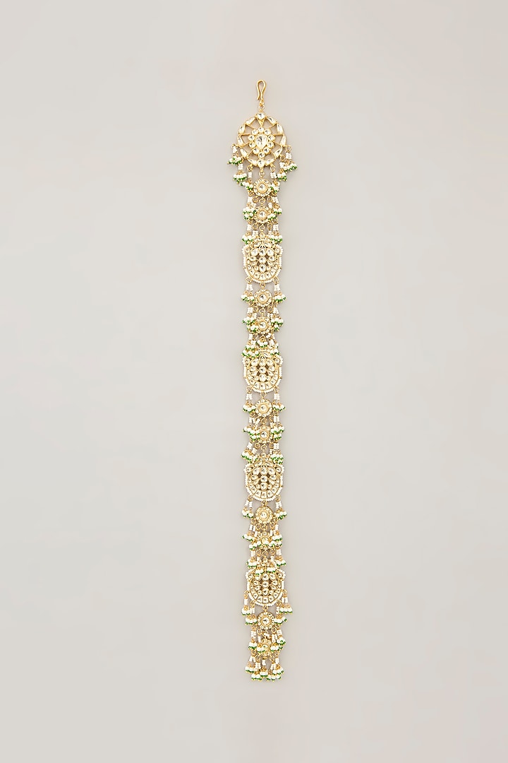 Gold Plated Jadau Kundan Polki Braid Pin by Shlok Jewels at Pernia's Pop Up Shop