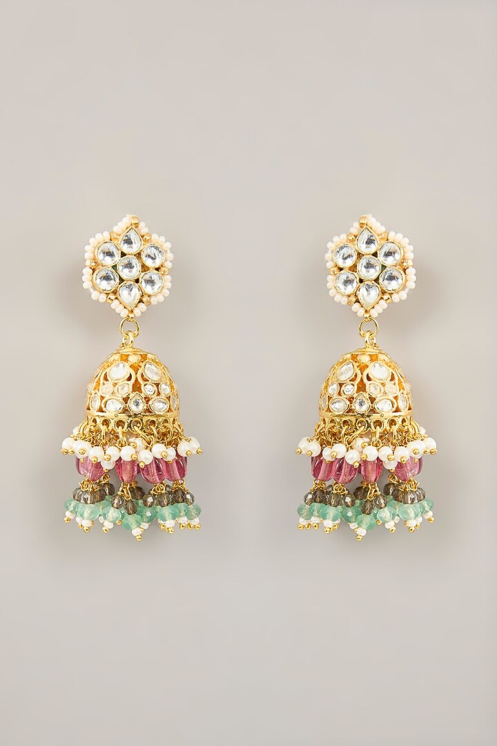 Gold Plated Jadau Kundan Polki Necklace Set by Shlok Jewels at Pernia's Pop Up Shop