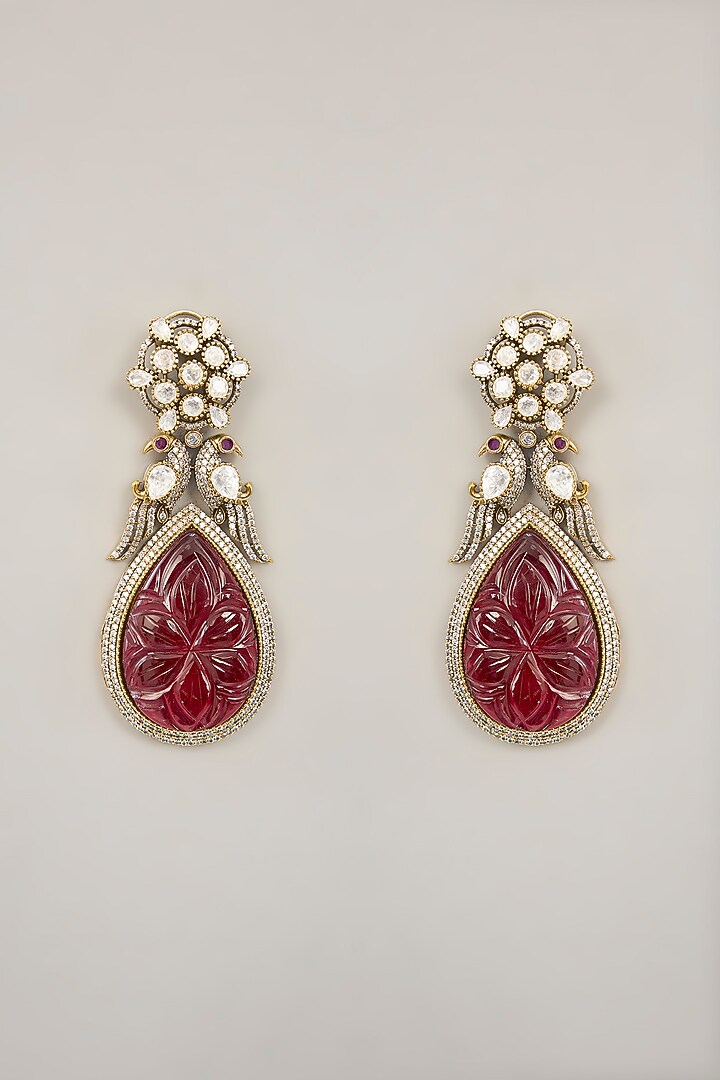 Gold Plated Jadau Faux Polki Dangler Earrings by Shlok Jewels at Pernia's Pop Up Shop