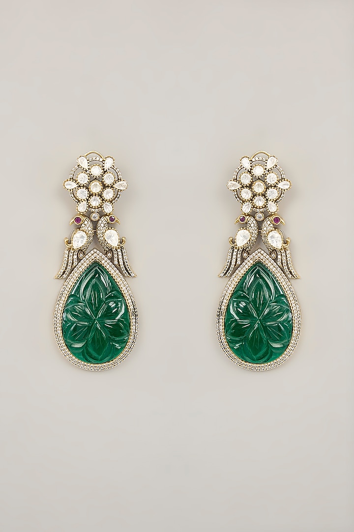 Gold Plated Jadau Faux Polki Dangler Earrings by Shlok Jewels at Pernia's Pop Up Shop