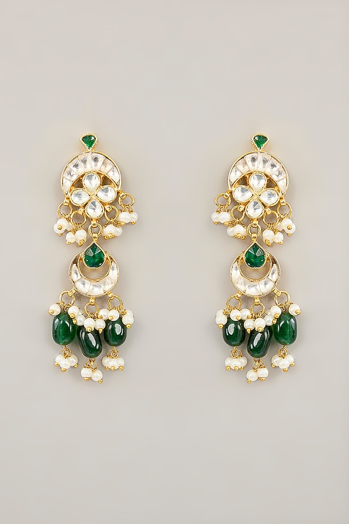 Gold Plated Jadau Kundan Polki Long Pendant Necklace Set by Shlok Jewels at Pernia's Pop Up Shop