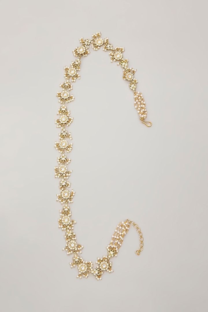Gold Plated Jadau Kundan Polki Waist Belt by Shlok Jewels at Pernia's Pop Up Shop