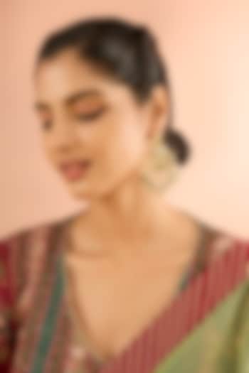 Gold Plated Jadau Mother Of Pearl & Natural Gemstone Dangler Earrings by Shlok Jewels at Pernia's Pop Up Shop