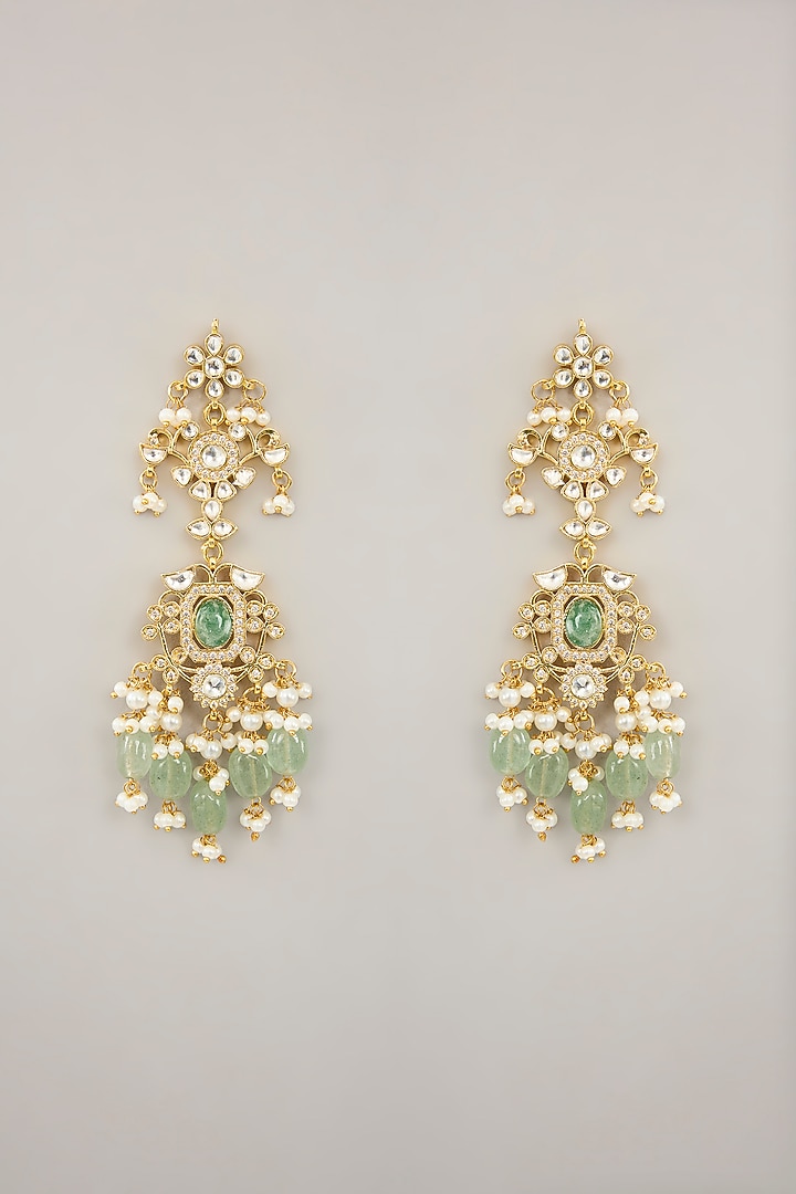 Gold Plated Jadau Kundan Polki & Natural Gemstone Necklace Set by Shlok Jewels at Pernia's Pop Up Shop