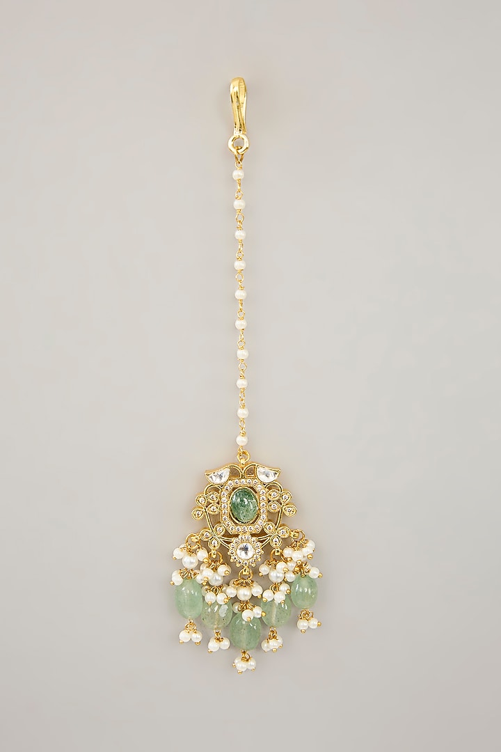 Gold Plated Jadau Kundan Polki & Natural Gemstone Necklace Set by Shlok Jewels at Pernia's Pop Up Shop