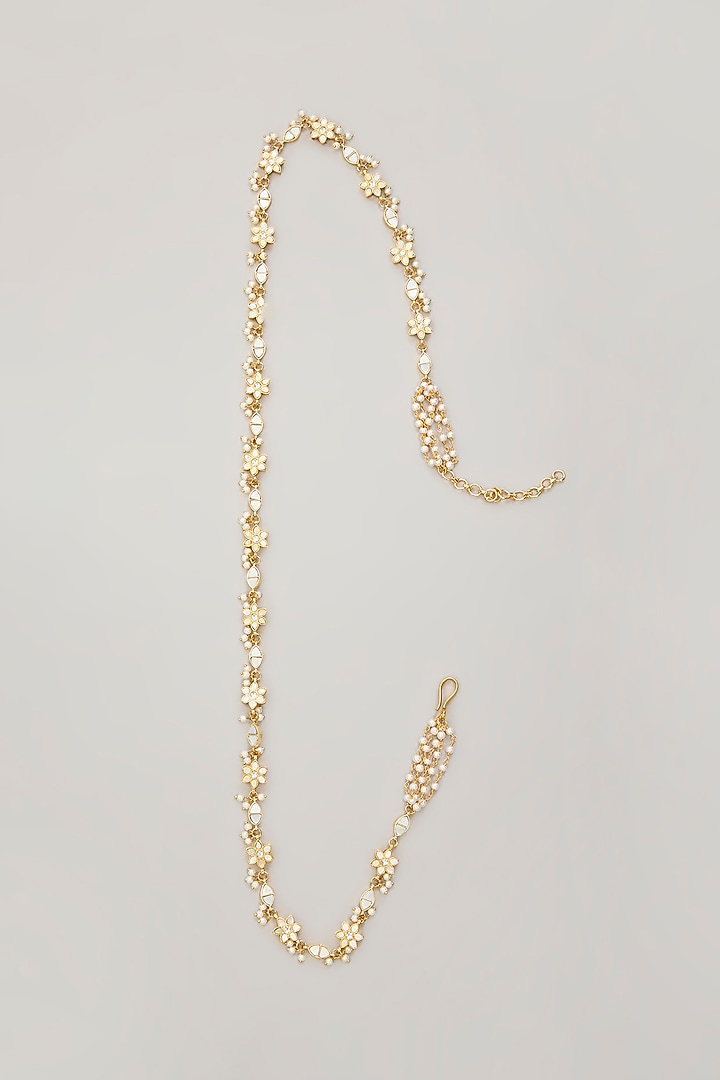 Gold Plated Jadau Kundan Polki & Natural Gemstone Waistbelt by Shlok Jewels at Pernia's Pop Up Shop