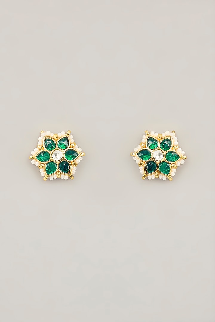 Gold Plated Jadau Kundan Polki & Natural Semi-precious Stone Choker Necklace Set by Shlok Jewels at Pernia's Pop Up Shop