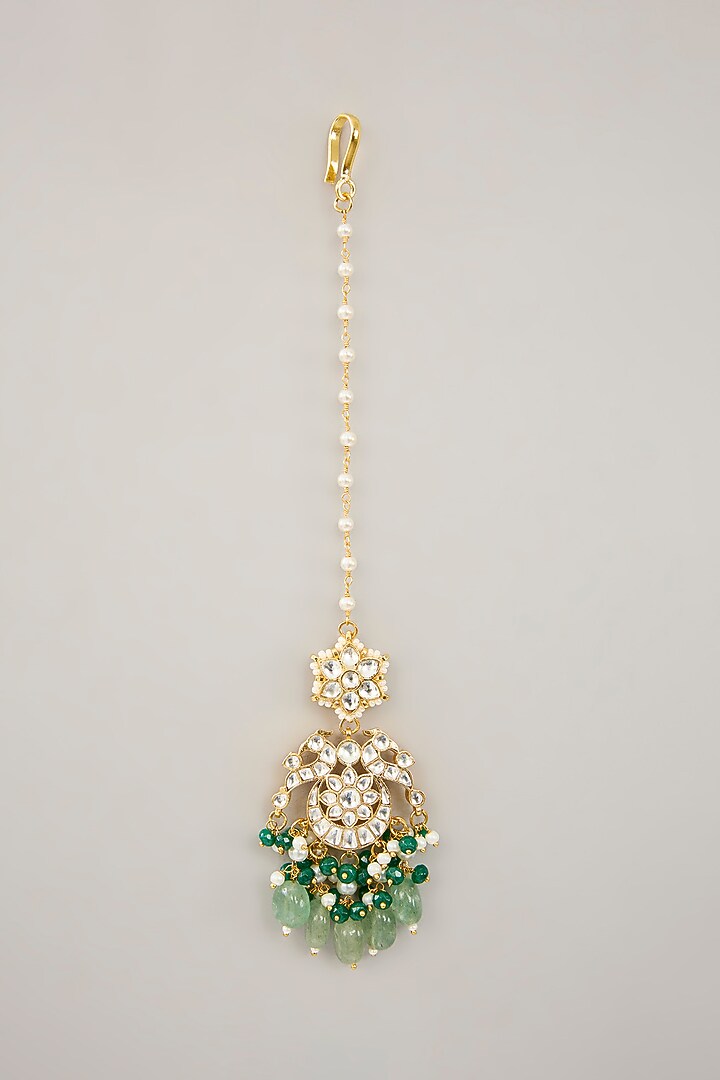Gold Plated Jadau Kundan Polki & Natural Gemstone Necklace Set by Shlok Jewels at Pernia's Pop Up Shop