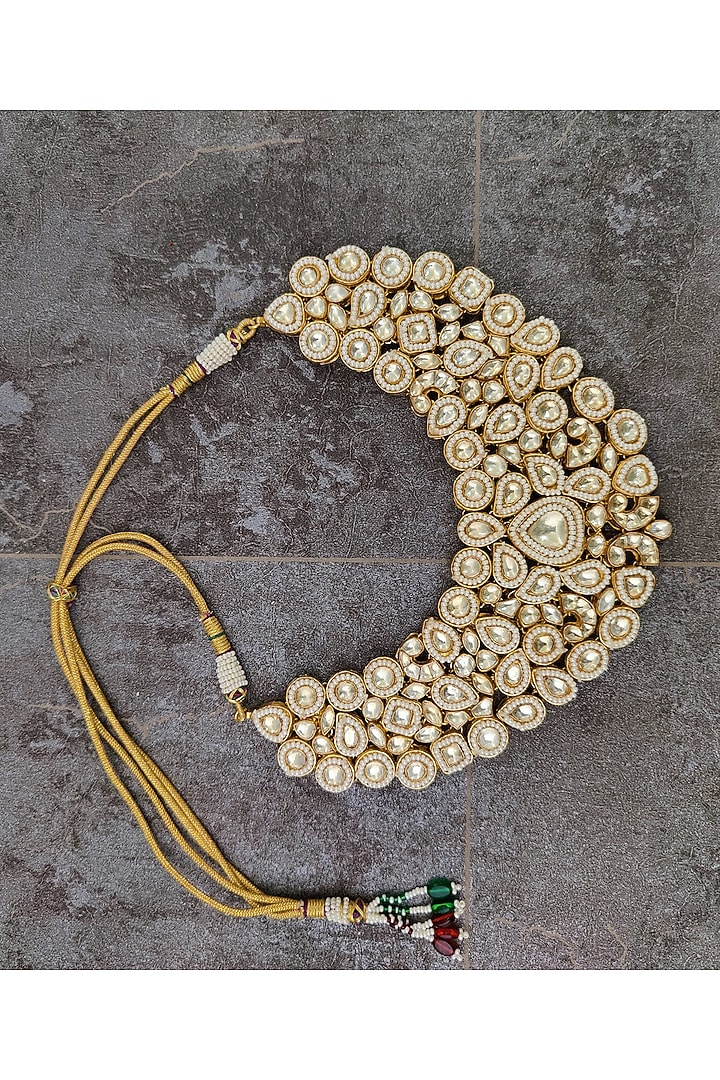 Gold Plated Necklace Set With Kundan Polki by Shlok Jewels at Pernia's Pop Up Shop
