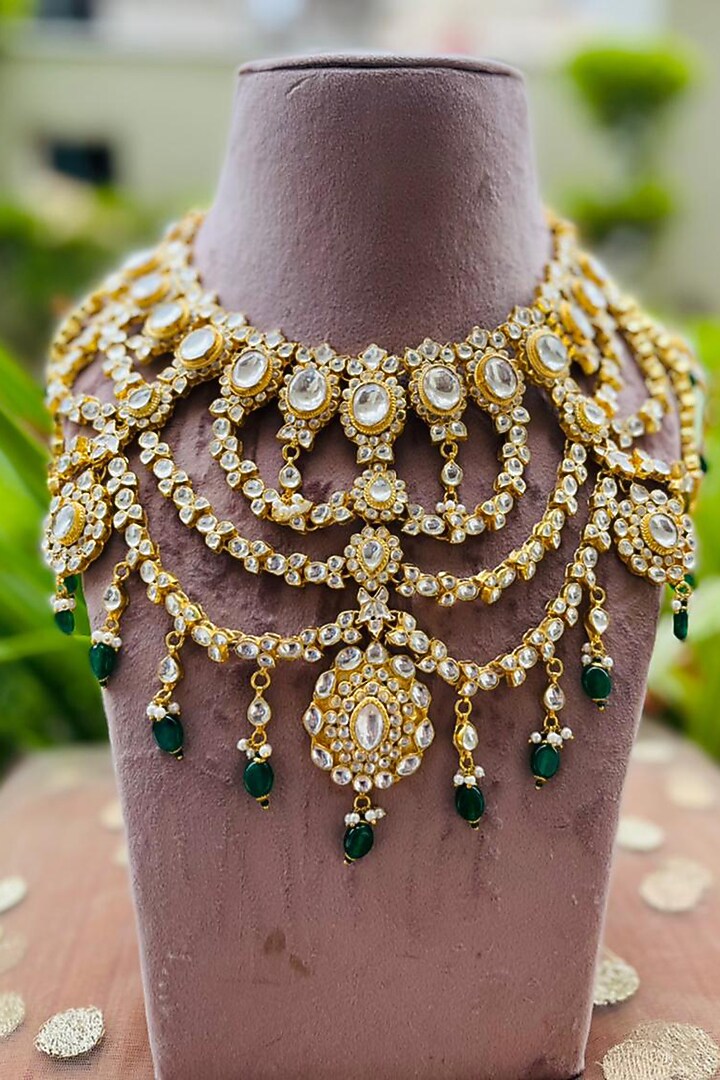 Gold Plated Necklace Set With Natural Gemstones by Shlok Jewels at Pernia's Pop Up Shop