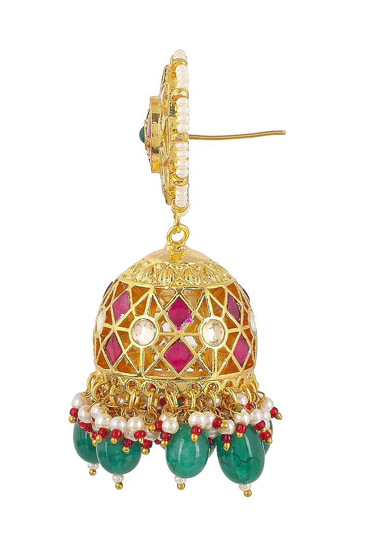 Gold Plated Natural Gemstones Earrings by Shlok Jewels at Pernia's Pop Up Shop