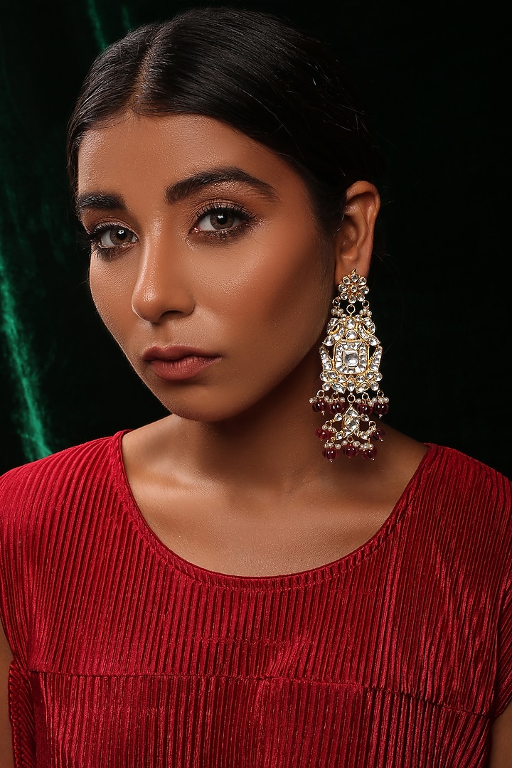 Gold Plated Semi Precious Stones Earrings by Shlok Jewels at Pernia's Pop Up Shop