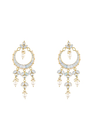 Gold Plated Mother Of Pearl Earrings by Shlok Jewels
