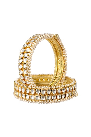 Gold Plated Openable Bangles (Set of 2) by Shlok Jewels