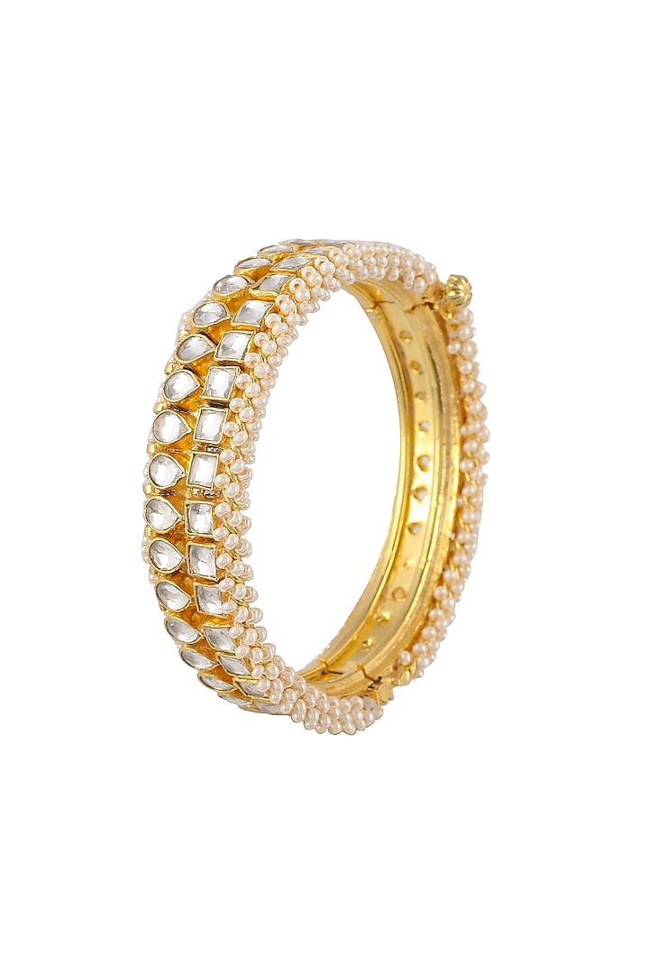 Gold Plated Openable Bangles (Set of 2) by Shlok Jewels at Pernia's Pop Up Shop