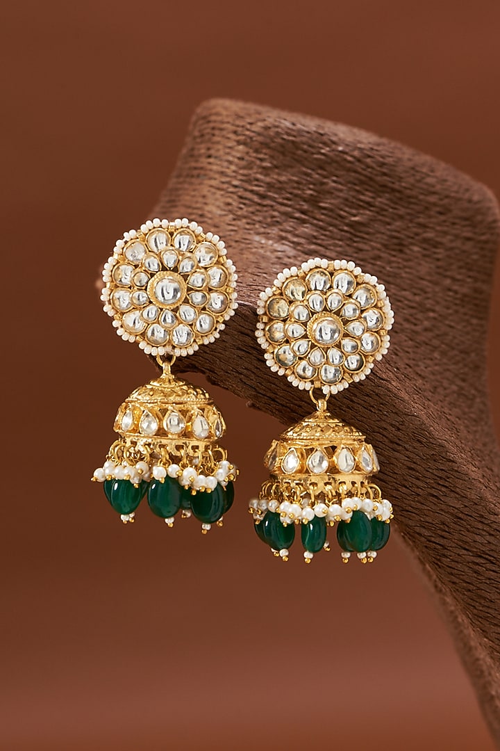 Gold Plated Kundan Polki Necklace Set by Shlok Jewels at Pernia's Pop Up Shop