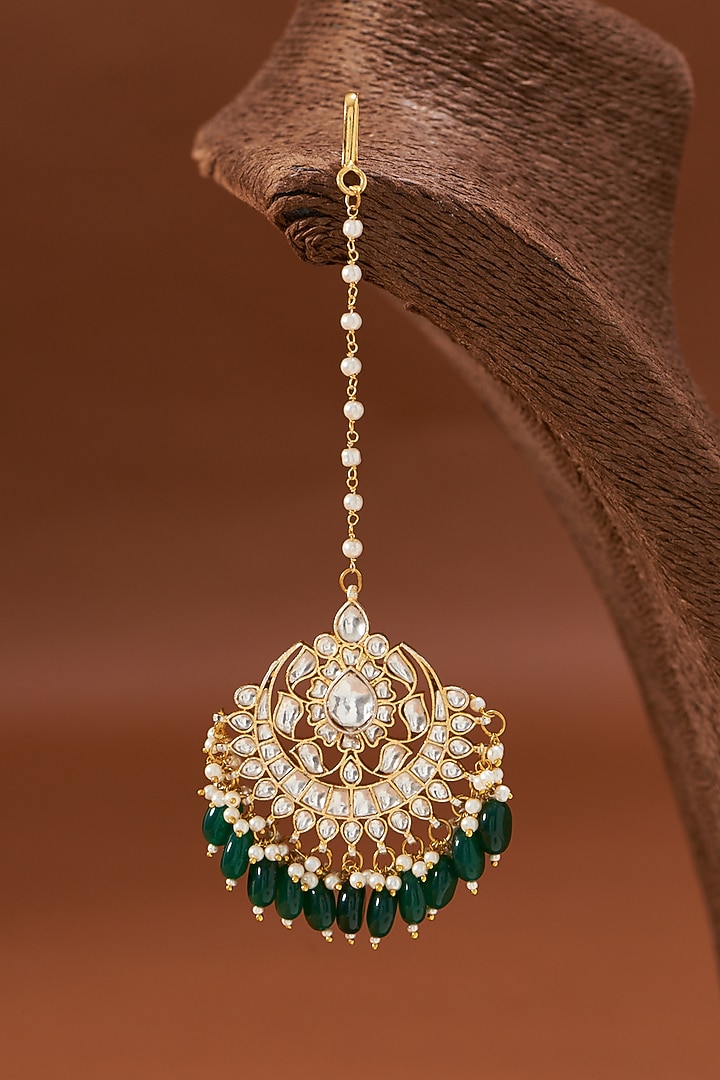 Gold Plated Kundan Polki Necklace Set by Shlok Jewels at Pernia's Pop Up Shop