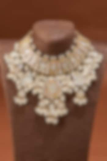 Gold Plated Kundan Polki Necklace Set by Shlok Jewels at Pernia's Pop Up Shop