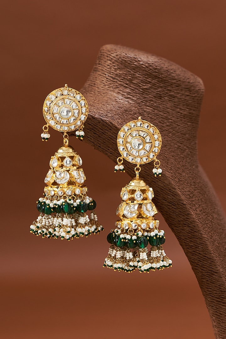 Gold Plated Kundan Polki Dangler Earrings by Shlok Jewels at Pernia's Pop Up Shop