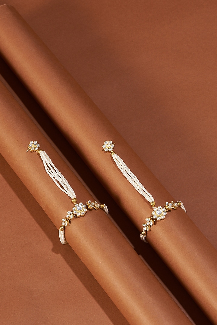 Gold Plated Kundan Polki Hathphool by Shlok Jewels at Pernia's Pop Up Shop