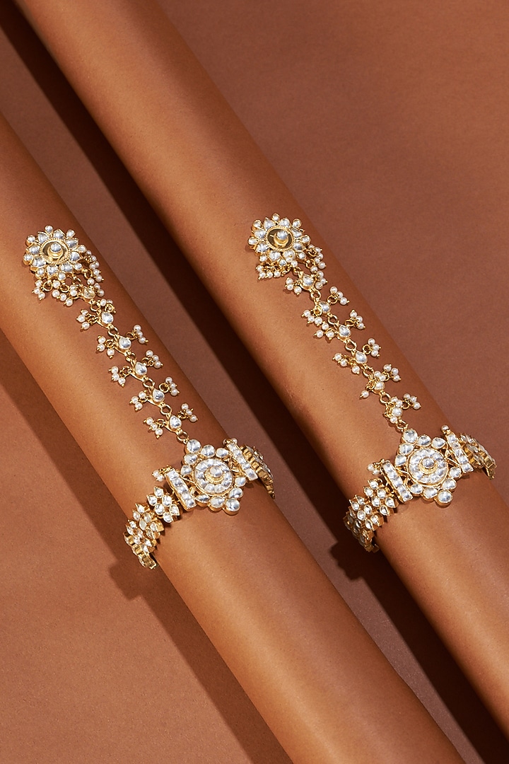 Gold Plated Hathphool With Kundan Polki by Shlok Jewels at Pernia's Pop Up Shop