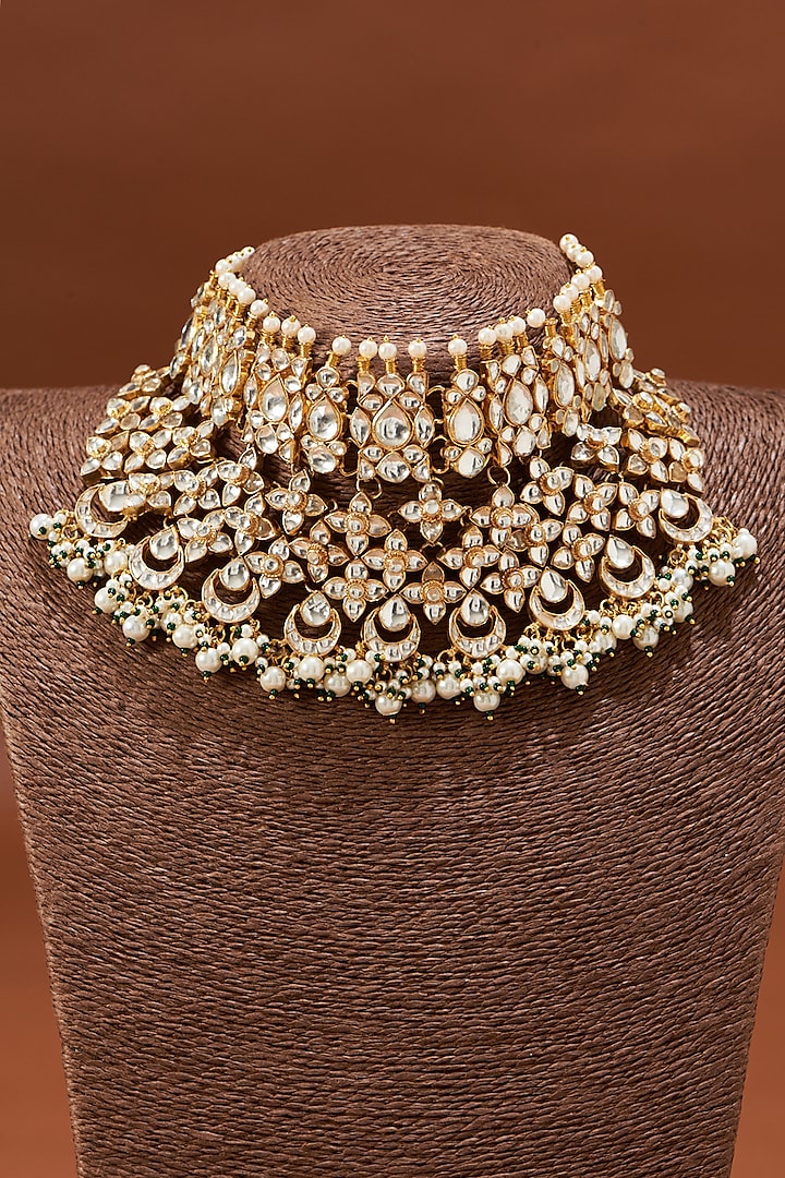 Gold Plated Gemstones Necklace Set by Shlok Jewels
