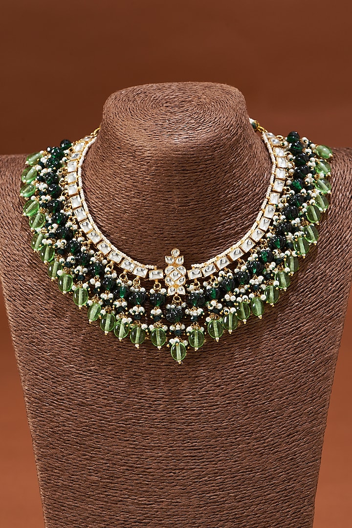 Gold Plated Semi Precious Stones Necklace Set by Shlok Jewels