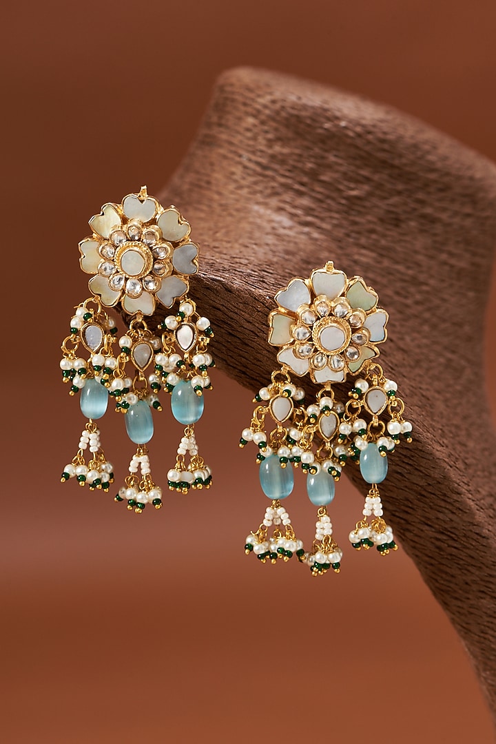 Gold Plated Mother Of Pearls Necklace Set by Shlok Jewels at Pernia's Pop Up Shop