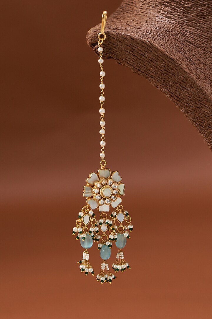 Gold Plated Mother Of Pearls Necklace Set by Shlok Jewels at Pernia's Pop Up Shop