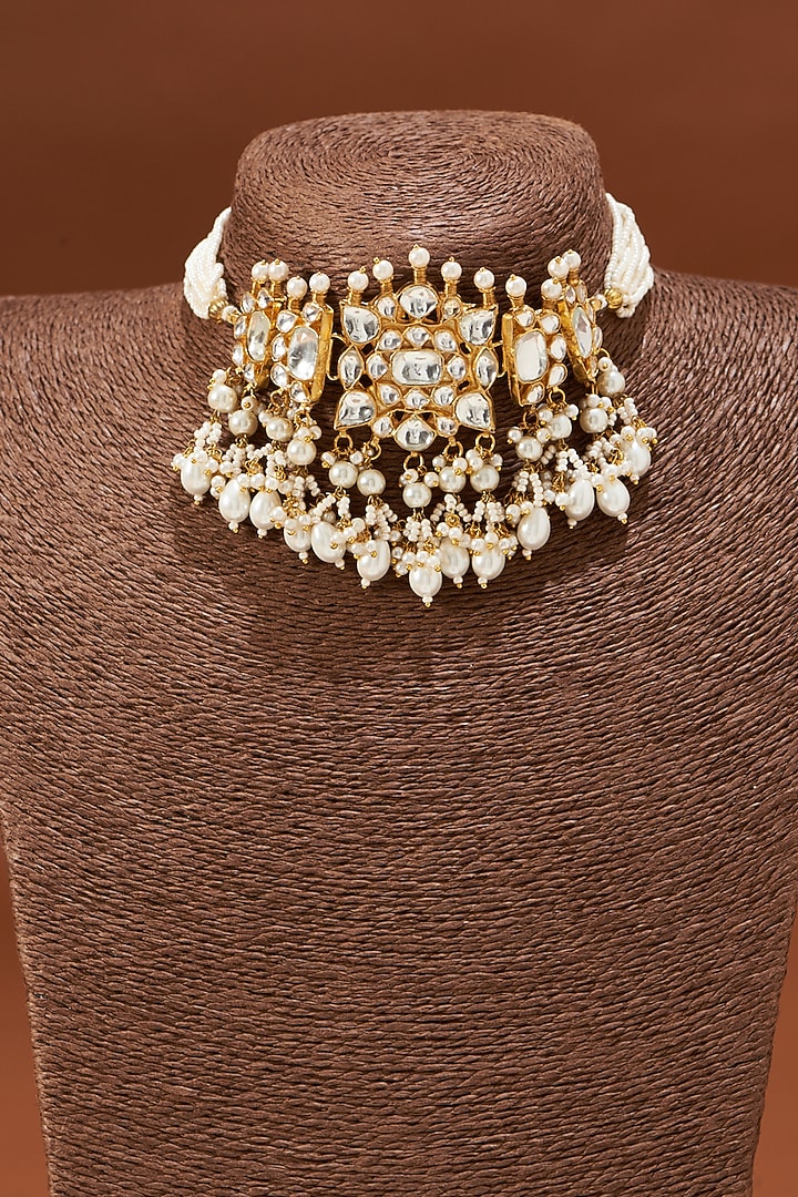 Gold Plated Choker Necklace Set by Shlok Jewels at Pernia's Pop Up Shop