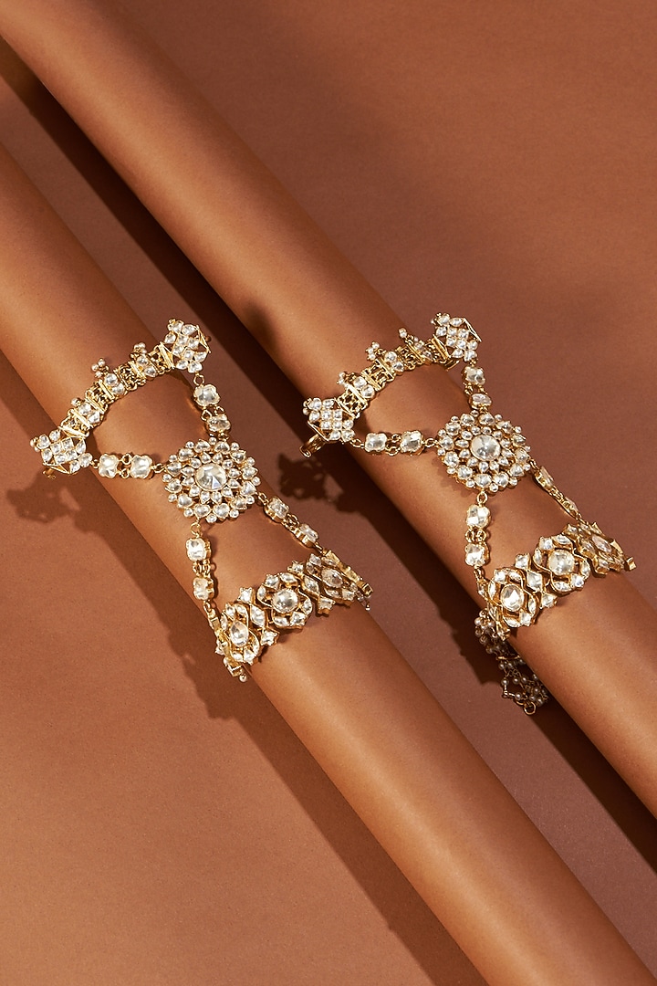 Gold Plated Gemstones Hathphool by Shlok Jewels at Pernia's Pop Up Shop