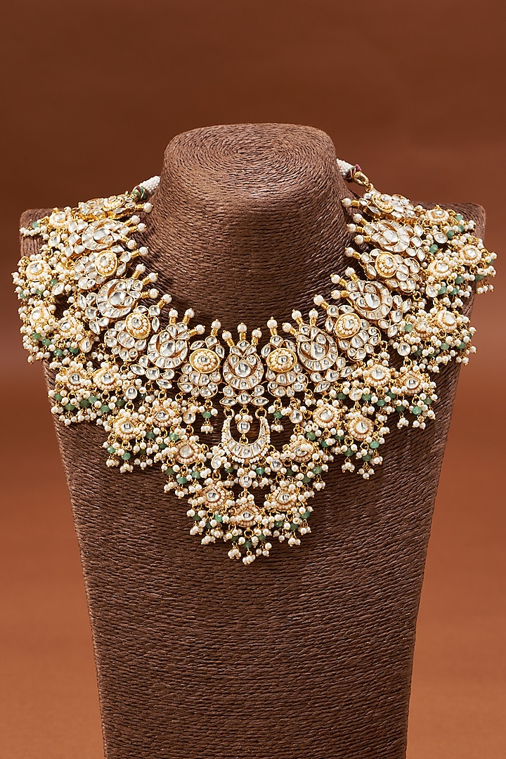 Gold Plated Necklace With Semi Precious Stones by Shlok Jewels